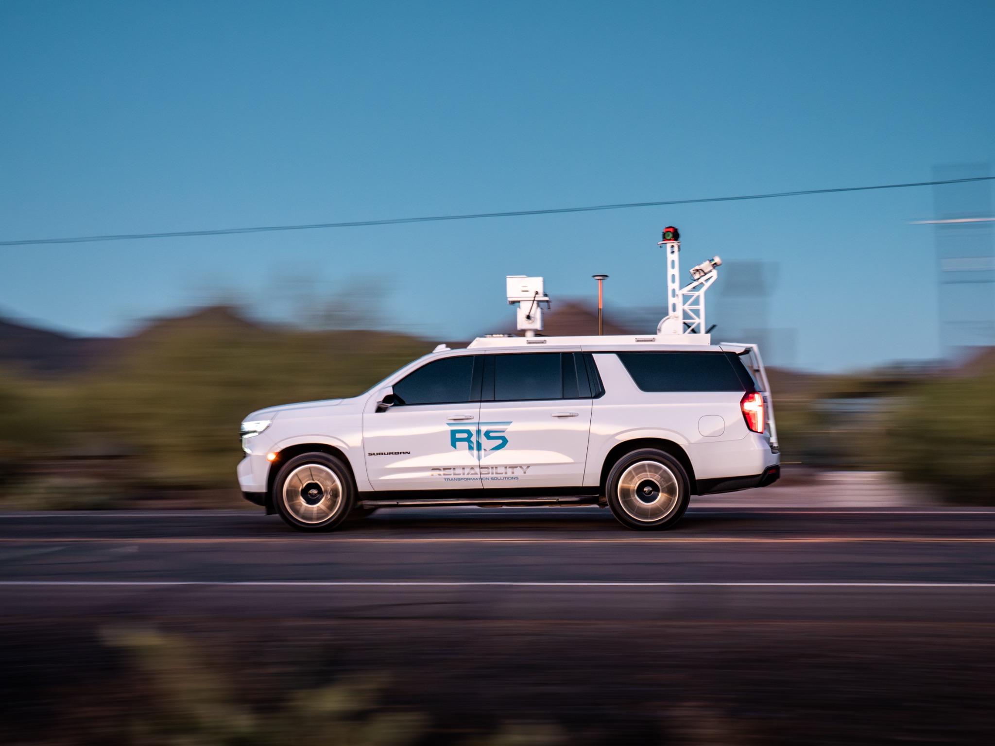 RTS System Overhead Reliability Vehicle with roof-mounted inspection sensors in the field